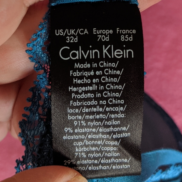 Calvin Klein Push-Up Turquoise/Blue Lace 32D - Picture 2 of 4